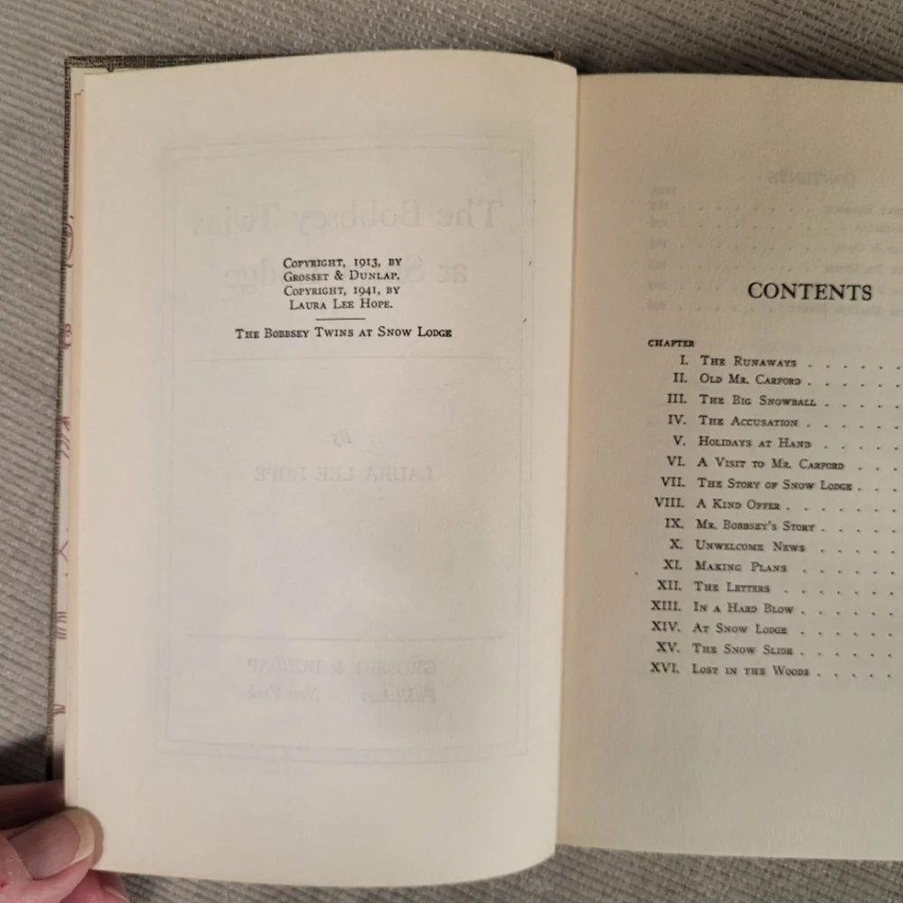 The Bobbsey Twins at Snow Lodge Book Vintage 1941 With Dust Cover EUC